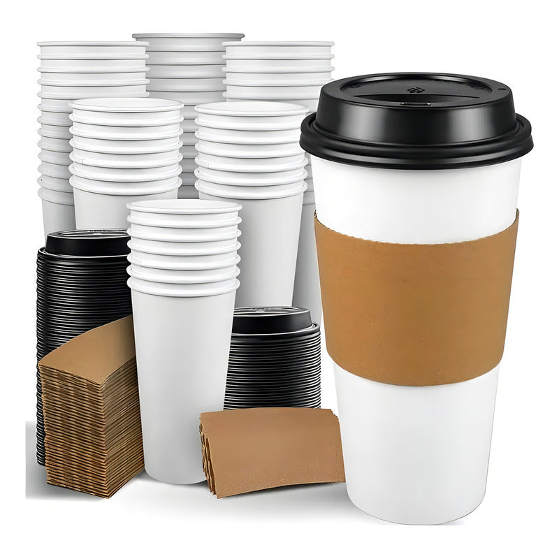 Vaso Cafe Polipapel Vaso Kraft Vaso C/tapa+manga 200und 16oz