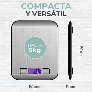 Balanza Pesa Digital Cocina Gramera Acero Inoxidable 5 Kilos Capacidad Máxima 5 G Color Plateado