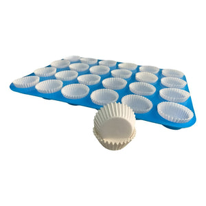 100 Capsulas Para Hornear 5cm + Molde Muffin Mini 24 Cupcake