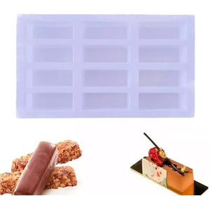 Moldes Silicona De 12 Ranuras Para Barra Cereal Chocolate Pastelería Cl