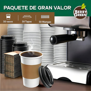 Vaso Cafe Polipapel Vaso Kraft Vaso C/tapa+manga 12oz 100und