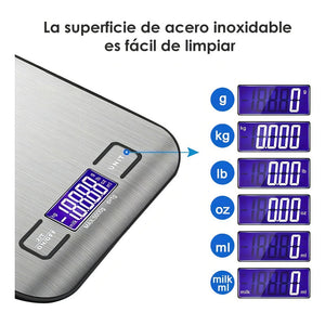 Balanza Pesa Digital Cocina Gramera Acero Inoxidable 5 Kilos Capacidad Máxima 5 G Color Plateado