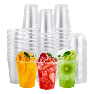 100 Vasos Desechables Vasos Plastico Tapa Domo Con Hoyo 12oz