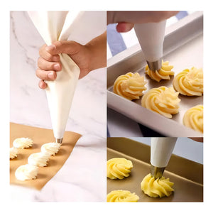 Pack X3 Manga De Tela Pastelera Profesional Cocina 40cm Color Blanco