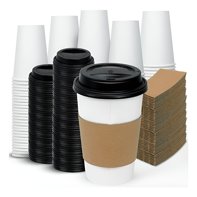 Vaso Cafe Polipapel Vaso Kraft Vaso C/tapa+manga 12oz 200und