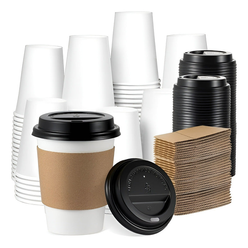 Vaso Cafe Kraft Vasos Polipapel Vaso C/tapa+manga 200und 8oz