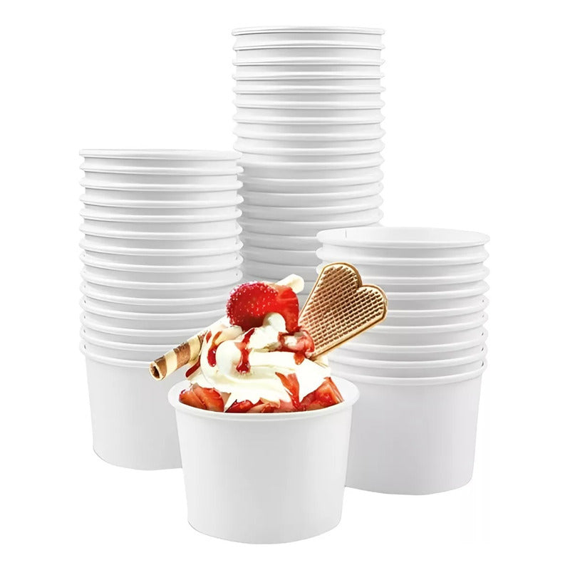 100 Vasos Polipapel Pote Helado Vasos Desechables Helado 8oz Vasos Polipapel Desechables Vasos Para Helado Postre Vaso Desechable Polipapel Pasteleriacl