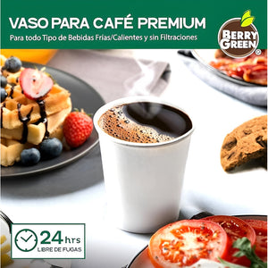 100 Vasos Para Cafe Vasos Polipapel C/tapa+manga 10oz/ 296ml Vasos Desechables Café Vasos Para Cafe Desechable Con Tapa Kraft Vaso Desechable Café Térmico Polipapel Blanco Pasteleriuscl