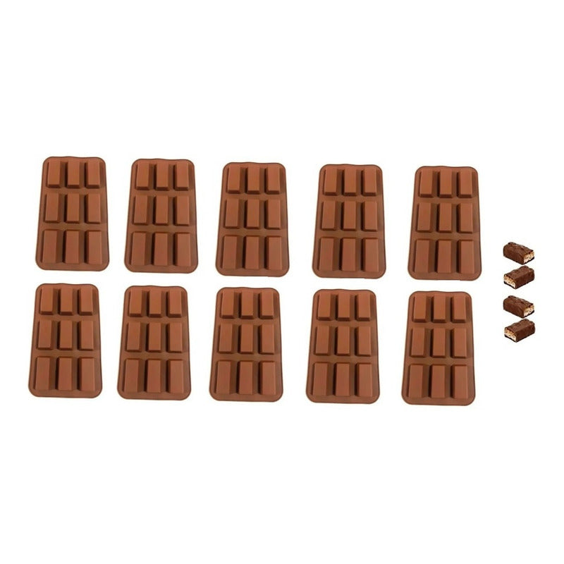 10 Moldes Silicona  Chocolate Molde De Silicona Barra Cereal